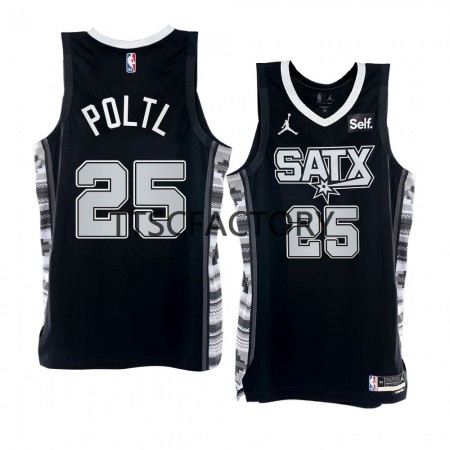 San Antonio Spurs Jakob Poeltl 25 Nike 2022-23 Statement Edition Musta Pelipaidat Swingman - Miesten